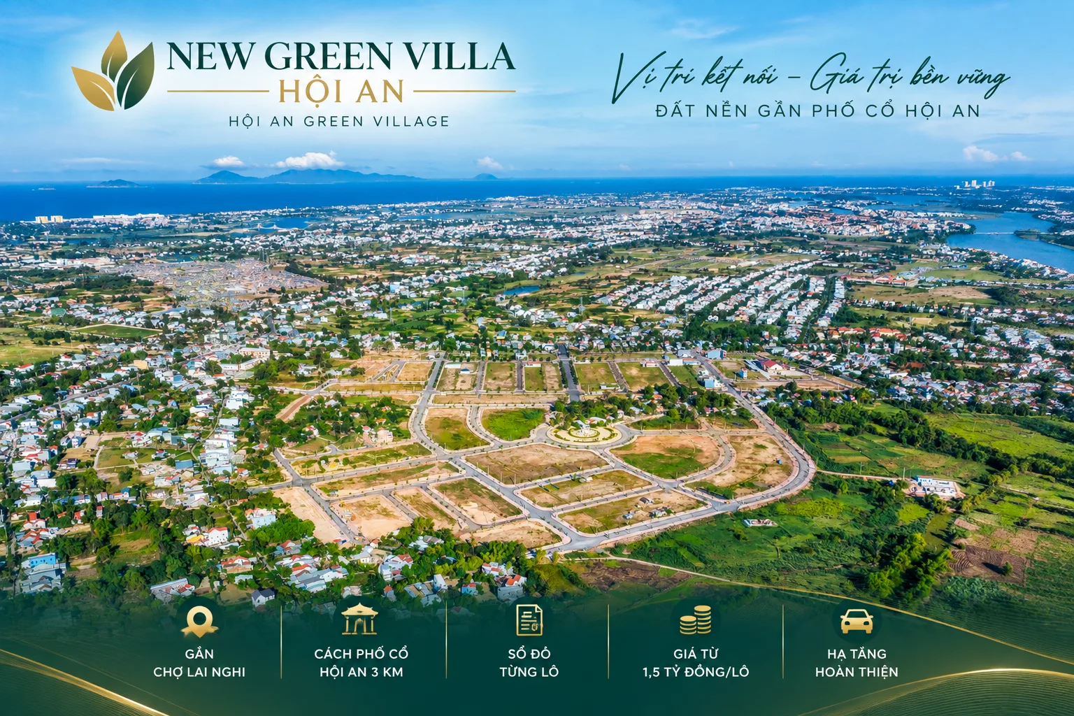Toàn cảnh đất nền New Green Villa Hội An gần phố cổ, sổ đỏ từng lô, giá từ 1,5 tỷ/lô